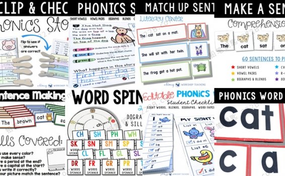 《Phonics Bundle 1 Literacy Centers》8册英语启蒙活动练习PDF 百度云网盘下载