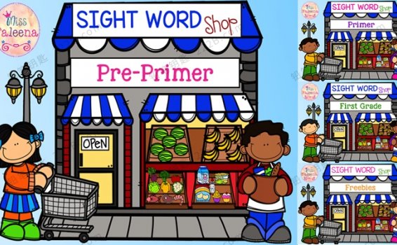 《sight word shop》四册购物涂色高频词练习册 百度云网盘下载