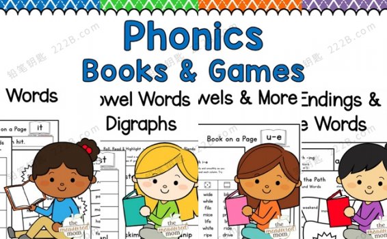 《Phonics Books & Games》全四册自然拼读英文互动书PDF 百度云网盘下载