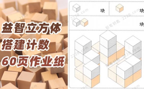 《60页立方体搭建计数作业纸》益智思维空间几何基础练习PDF 百度云网盘下载