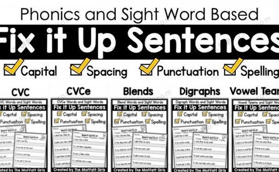 《Fix it Up Sentences The Bundle》7册英文句子改错英文作业纸PDF 百度云网盘下载