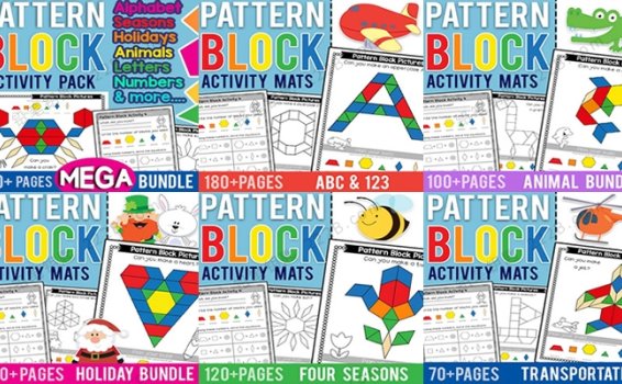 《Pattern Block Activity Pack》731页拼图认知启蒙英文教具资源包 百度云网盘下载